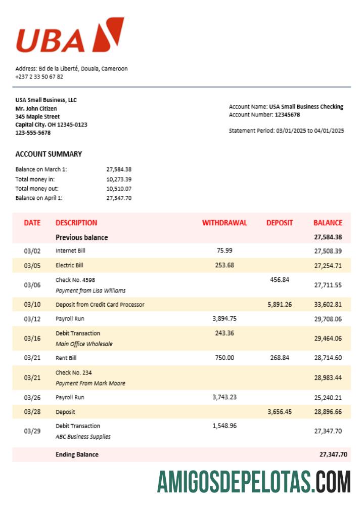 Declaração da empresa UBA em formato Word e PDF